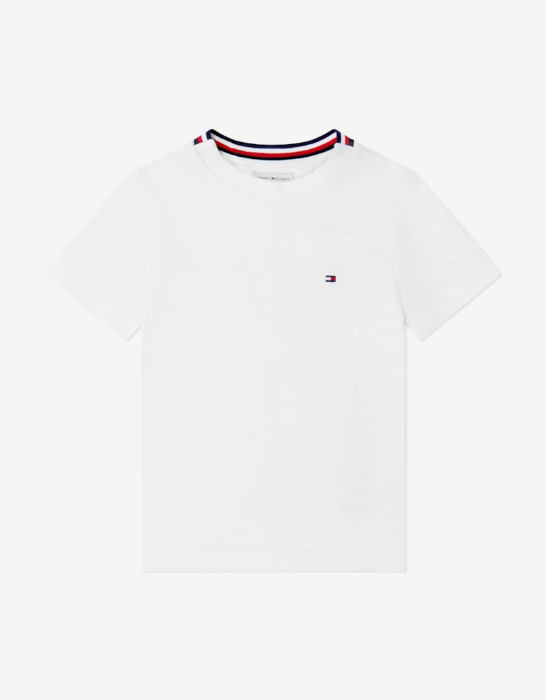 Tommy Hilfiger Boys Tape Detail Pique T-Shirt in White