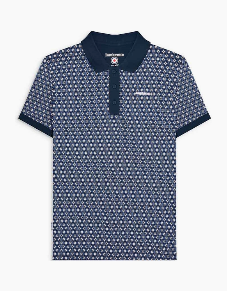 Lambretta Mens Geo Roundel Short Sleeve Polo Shirt