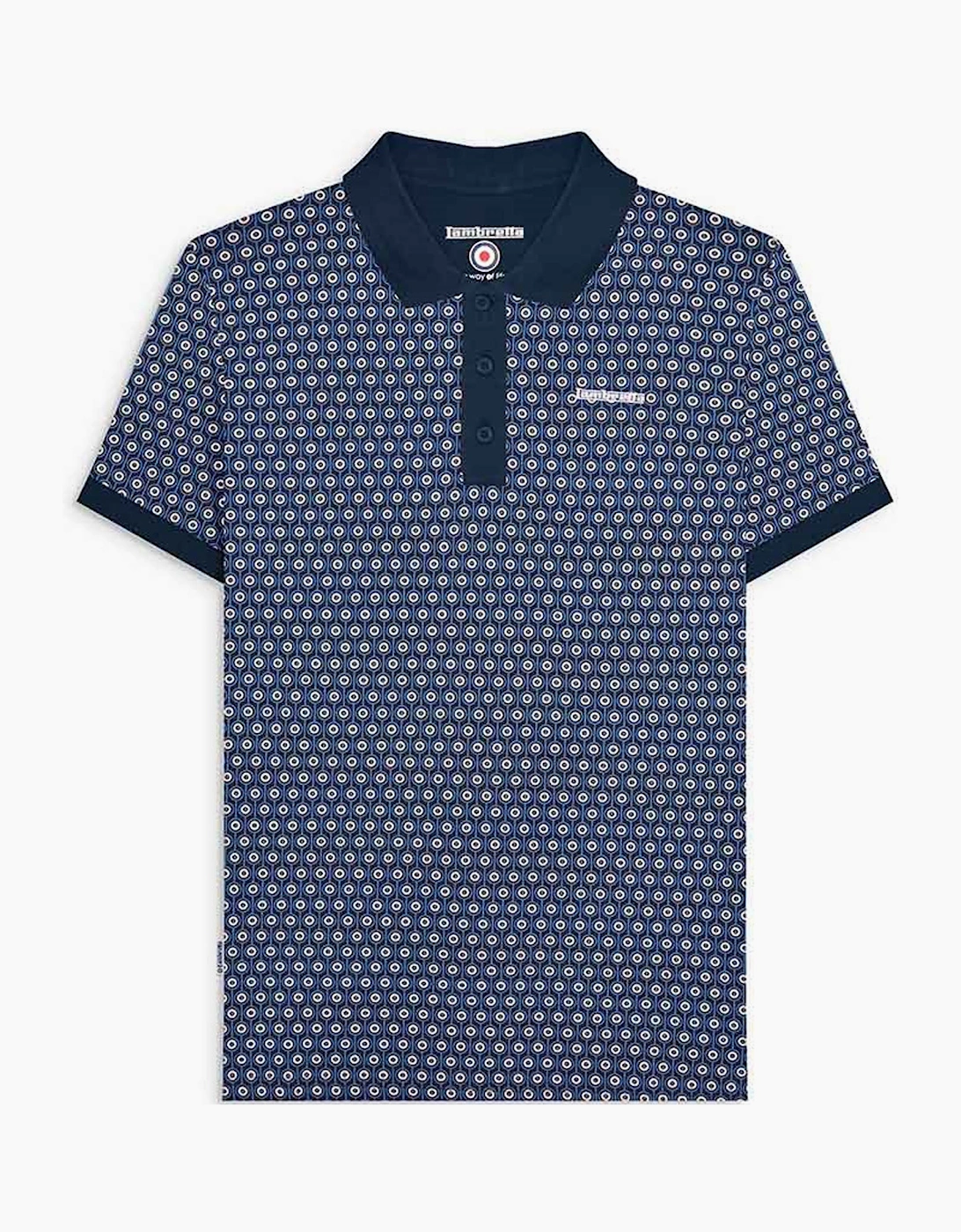 Lambretta Mens Geo Roundel Short Sleeve Polo Shirt