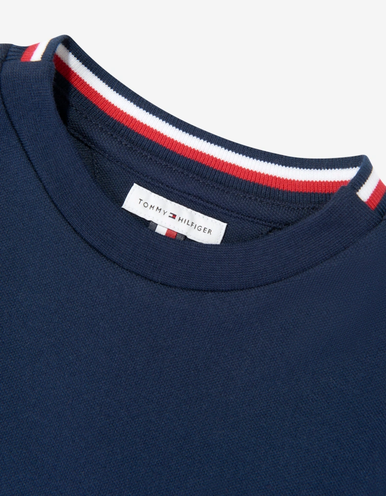 Tommy Hilfiger Boys Tape Detail Pique T-Shirt in Navy