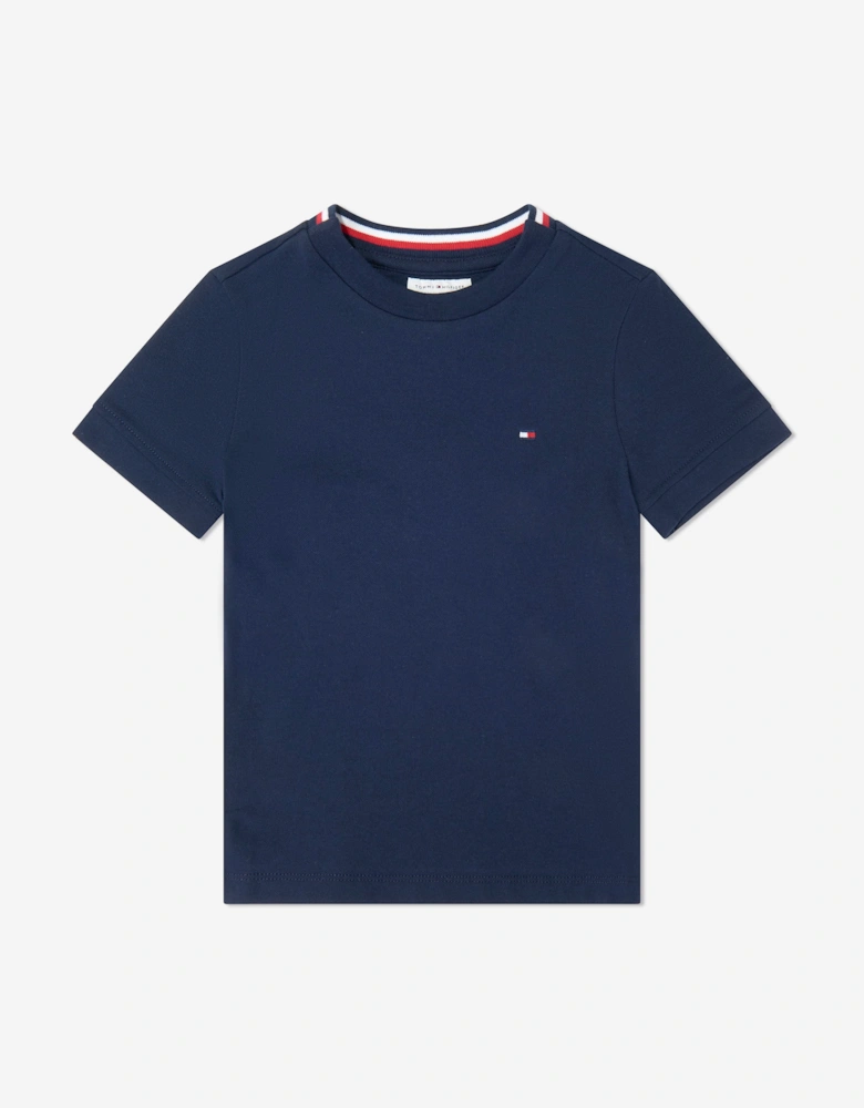 Tommy Hilfiger Boys Tape Detail Pique T-Shirt in Navy