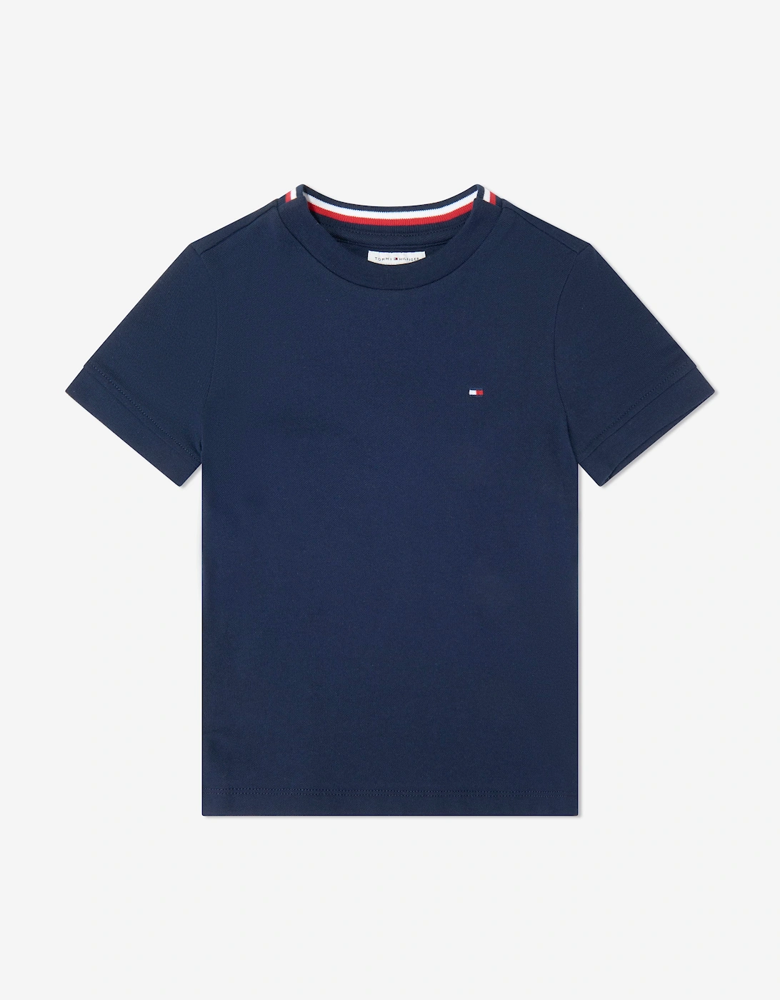 Boy's Tommy Hilfiger Boys Tape Detail Pique T-Shirt in Navy - Size: 10 years