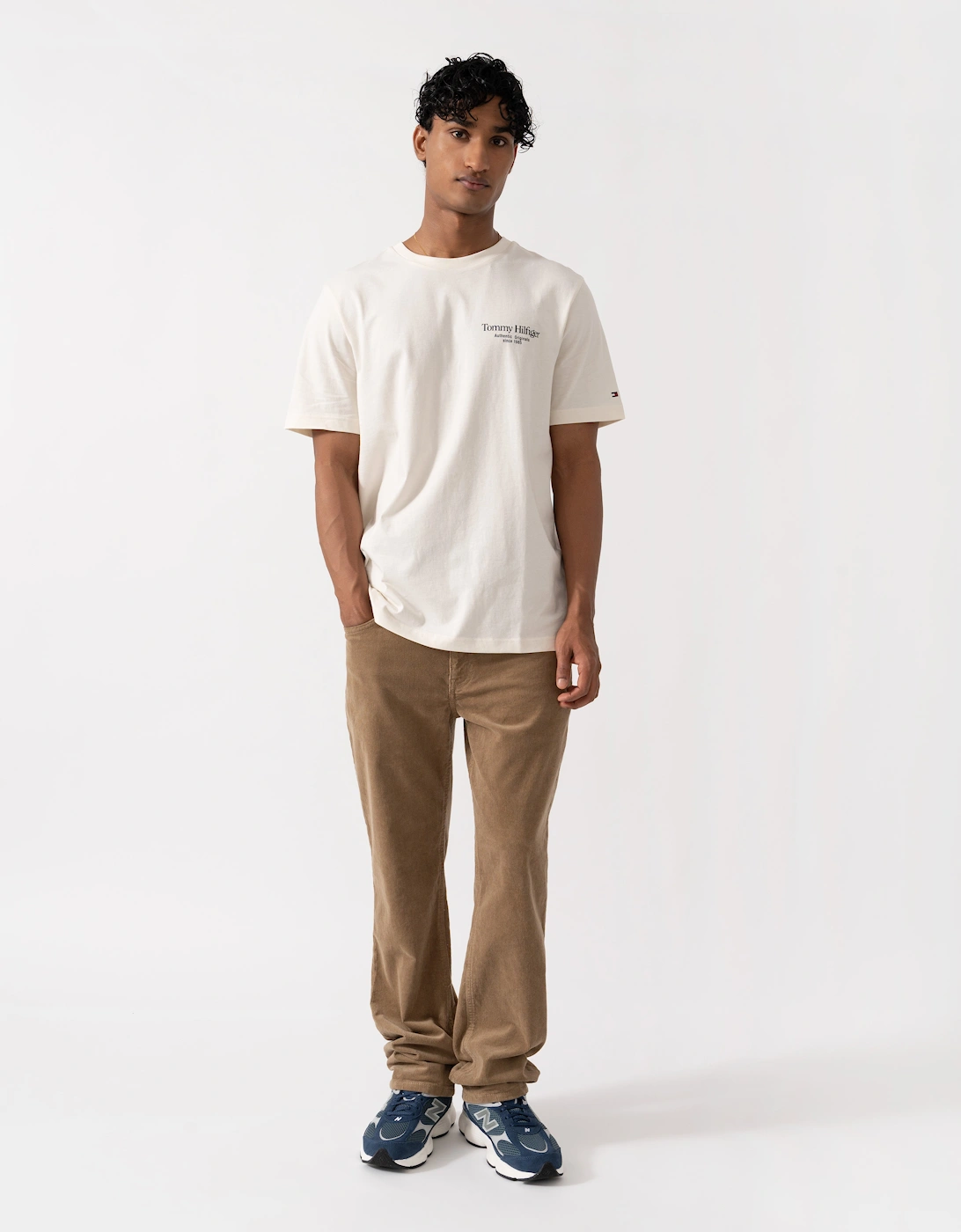 Tommy Hilfiger Mens Back Text Seasonal Graphic T-Shirt - Ivory Petal