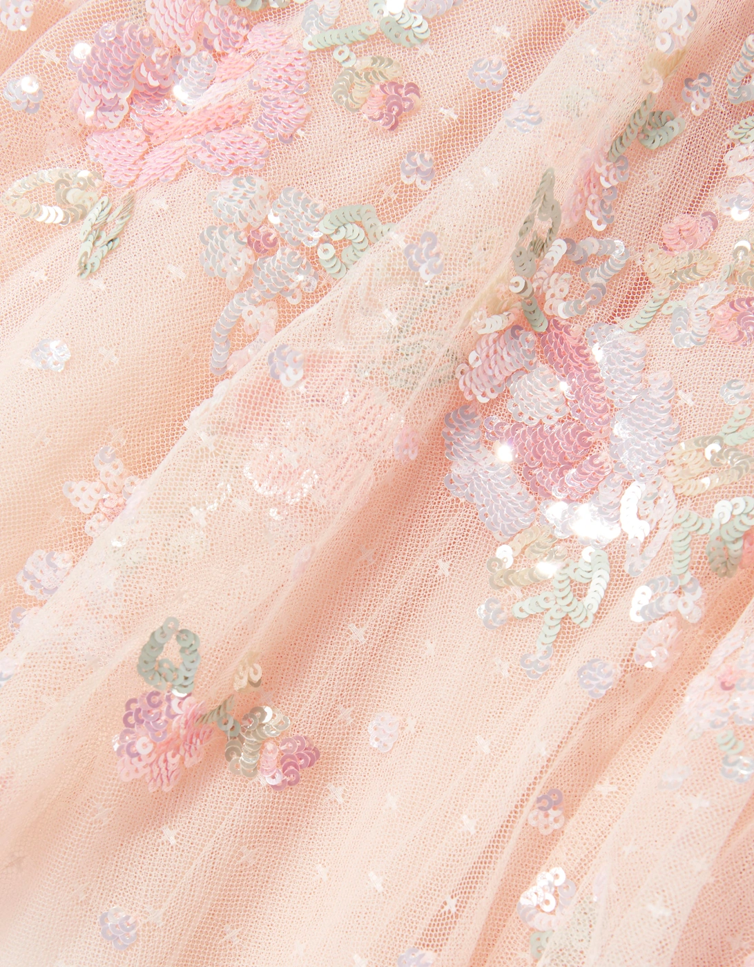 Needle & Thread Girls Sequin Bouquet Cape Dress in Pink