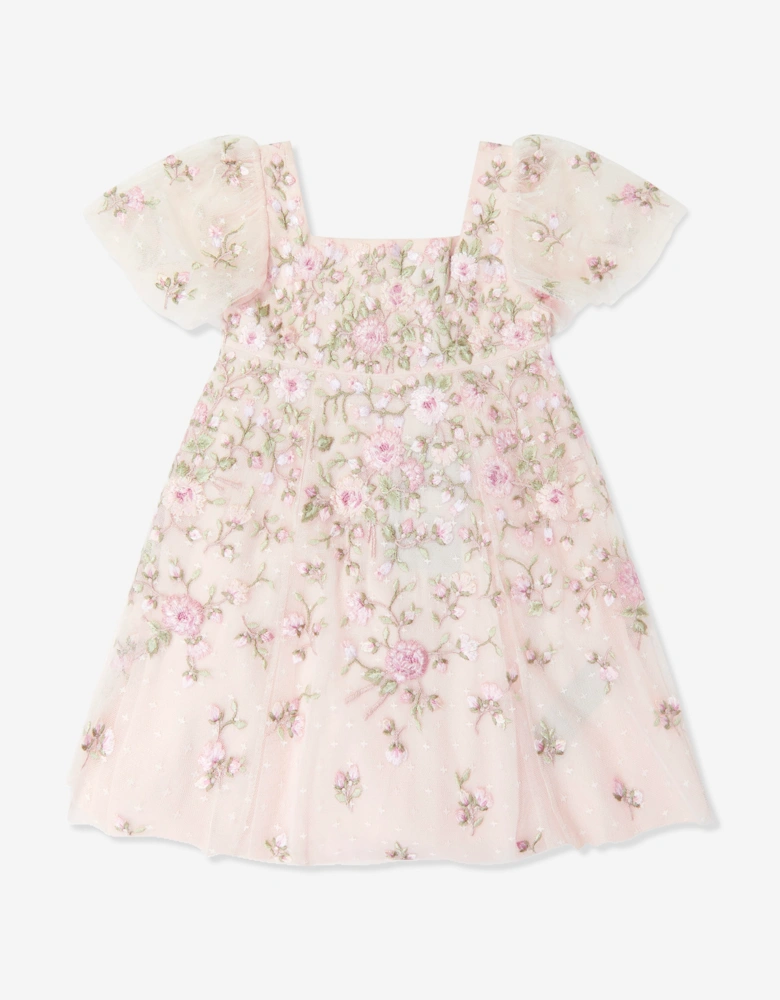 Needle & Thread Girls Eden Rose Short Sleeve Dress in Pink