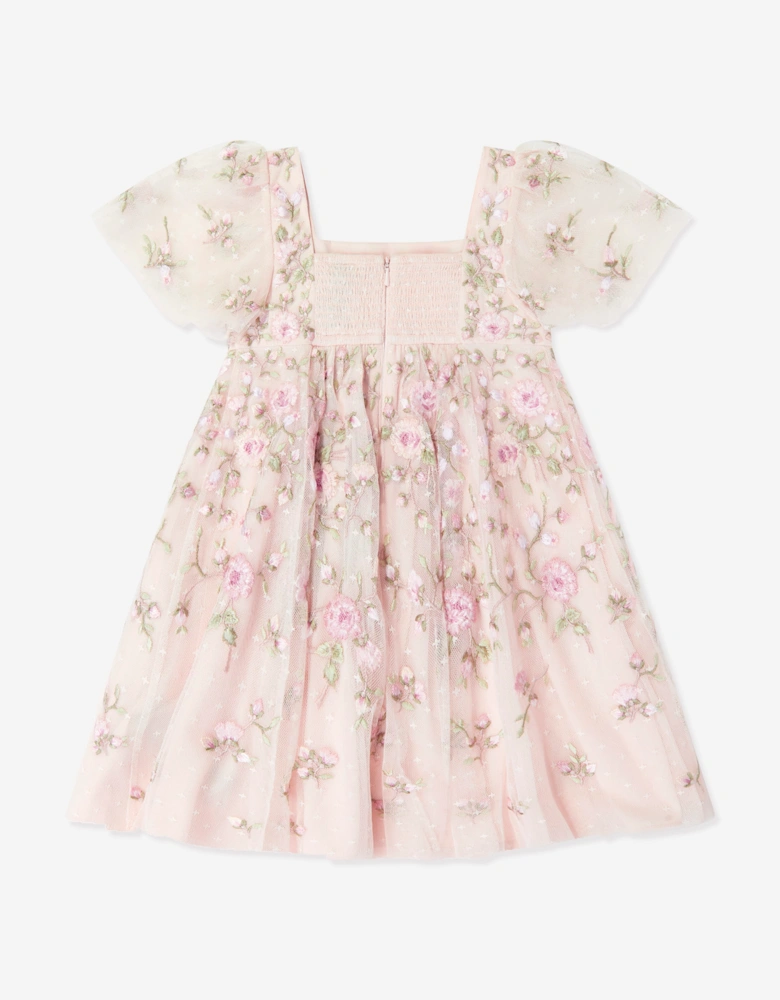 Needle & Thread Girls Eden Rose Short Sleeve Dress in Pink