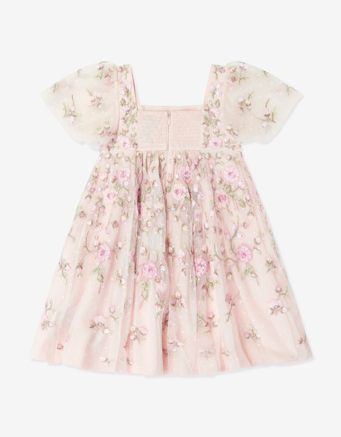 Needle & Thread Girls Eden Rose Short Sleeve Dress in Pink