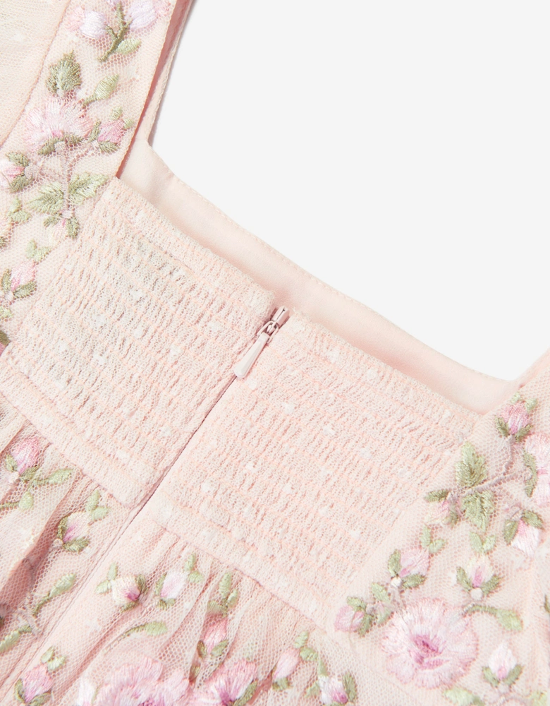 Needle & Thread Girls Eden Rose Short Sleeve Dress in Pink
