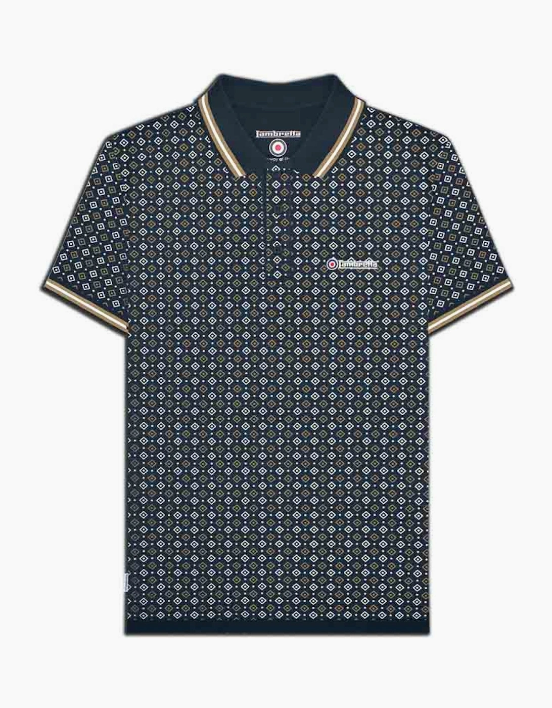 Lambretta Mens Geometric Allover Print Polo Shirt