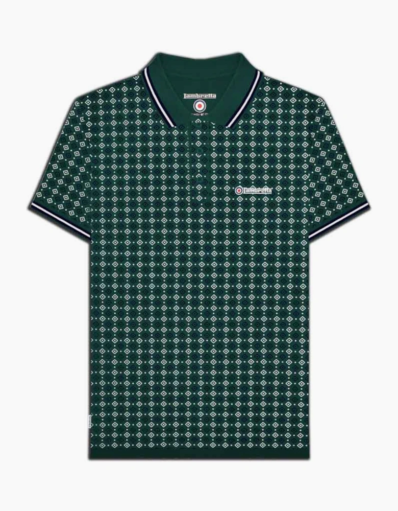 Lambretta Mens Geometric Allover Print Polo Shirt