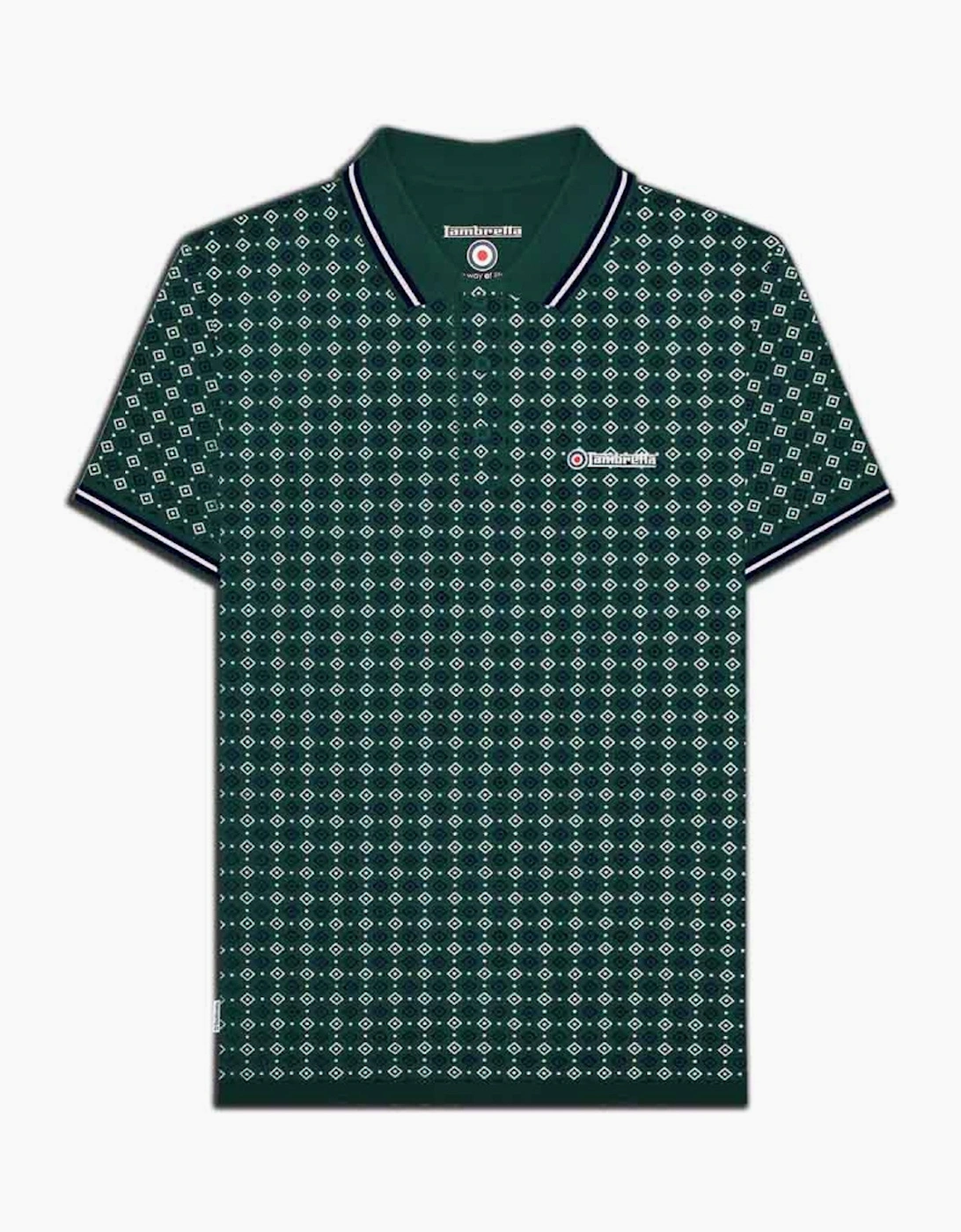Lambretta Mens Geometric Allover Print Polo Shirt