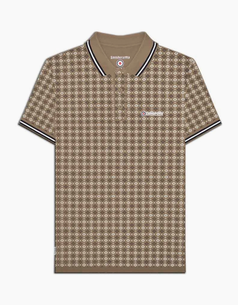 Lambretta Mens Geometric Allover Print Polo Shirt