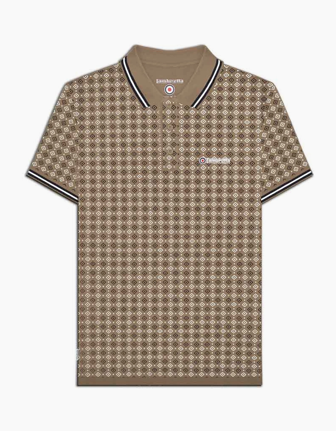 Lambretta Mens Geometric Allover Print Polo Shirt