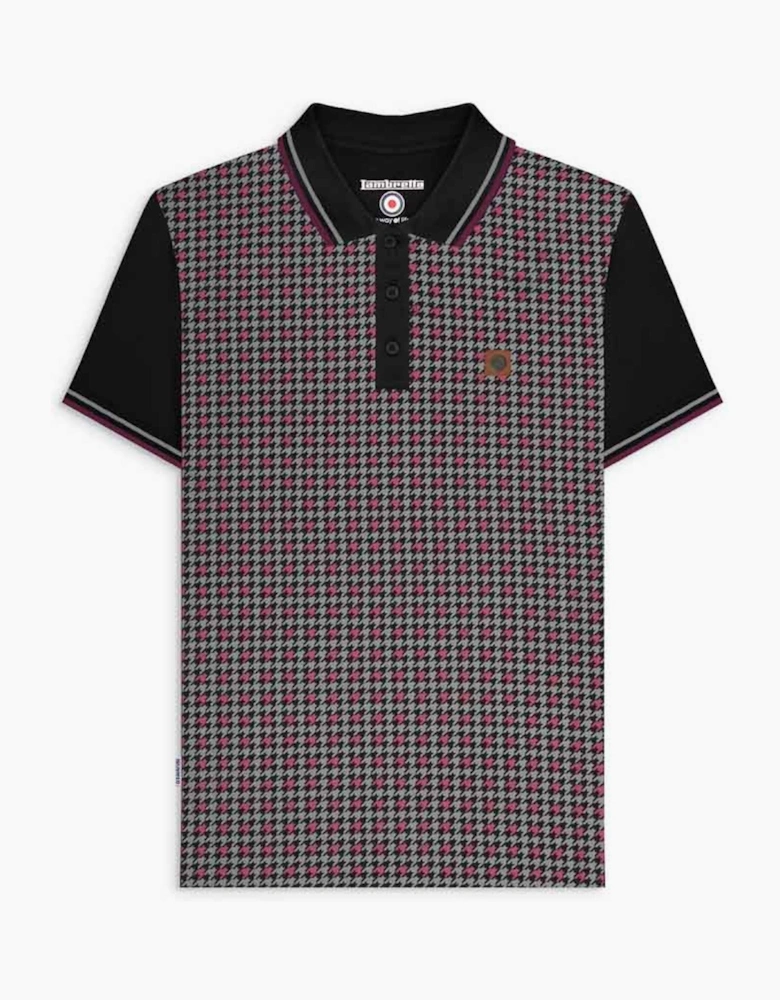 Lambretta Mens Houndstooth Short Sleeve Polo Shirt