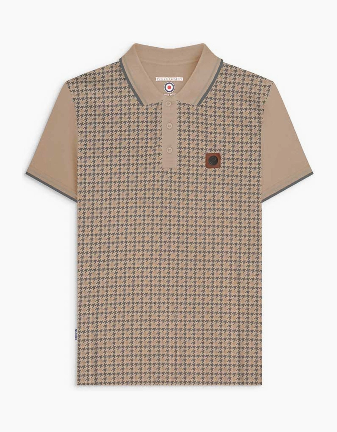 Lambretta Mens Houndstooth Short Sleeve Polo Shirt