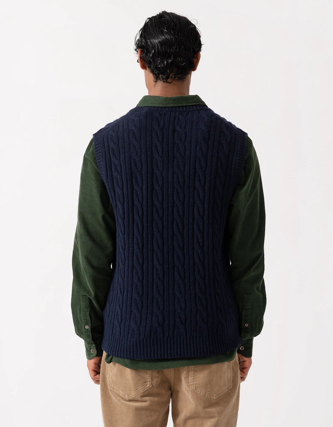 GANT Mens Lambswool Cable Knit Tank Top - 433 Evening Blue