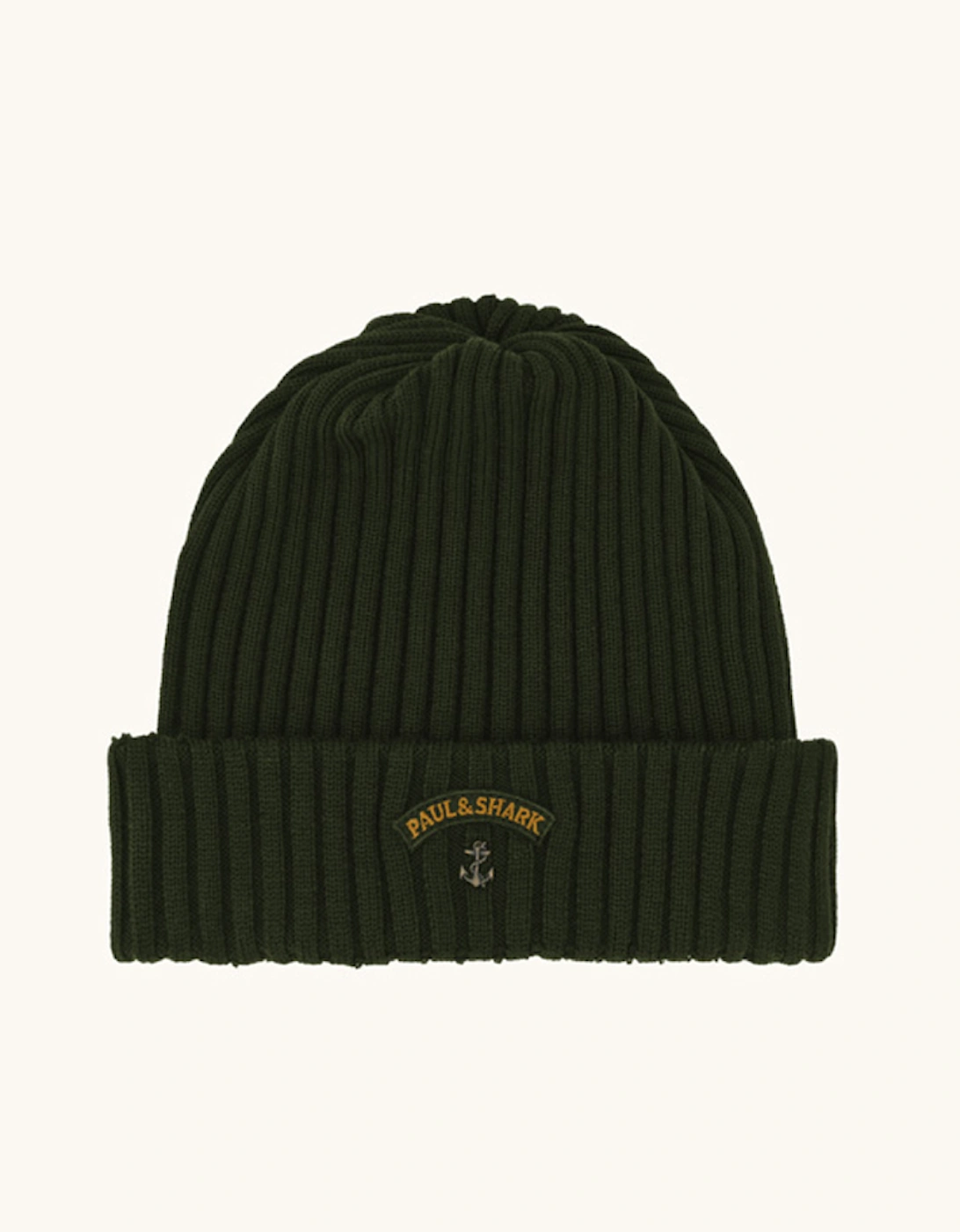 Paul & Shark Ribbed Wool Beanie with Anchor Badge