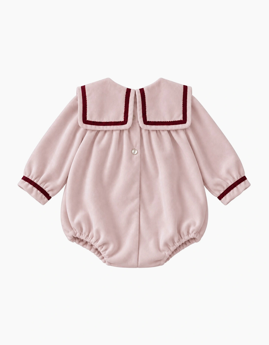 Girls Pink and Red Velour Romper