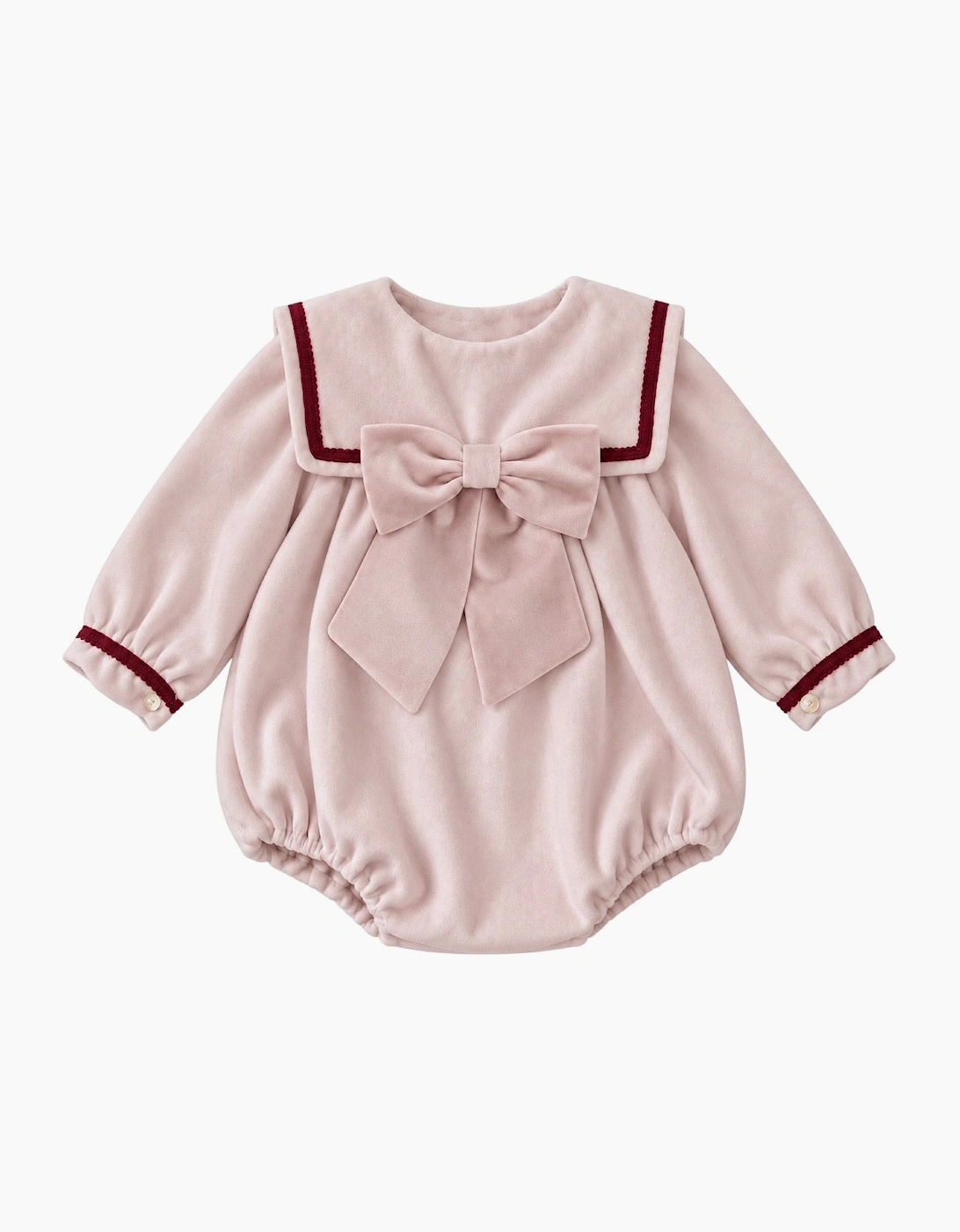 Girls Pink and Red Velour Romper