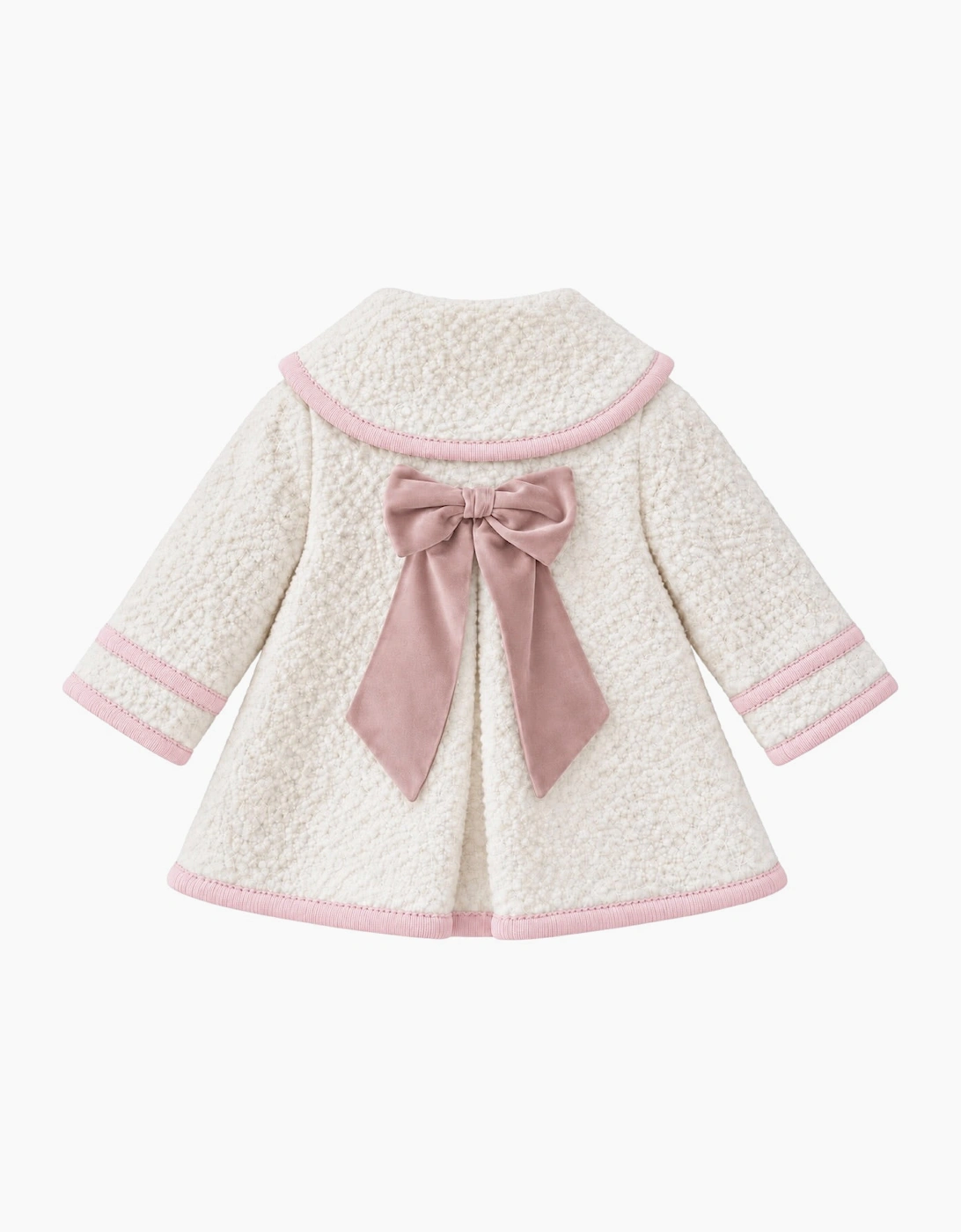Girls Ivory and Pink Boucle Coat