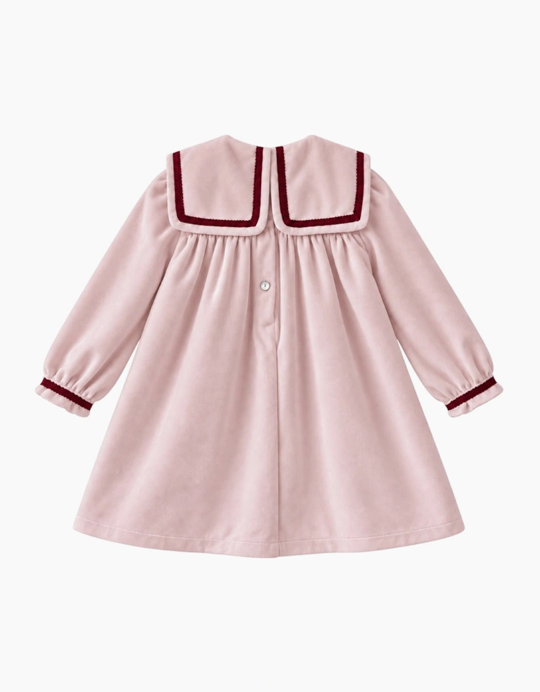 Girls Pink and Red Velour Dress