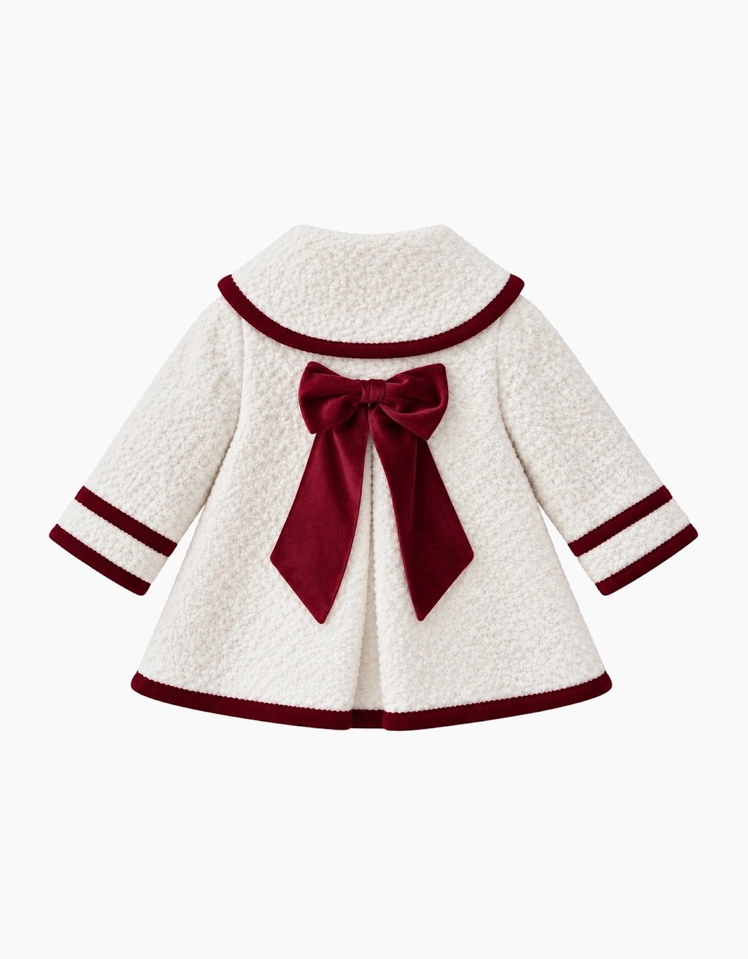 Girls Ivory and Red Boucle Coat