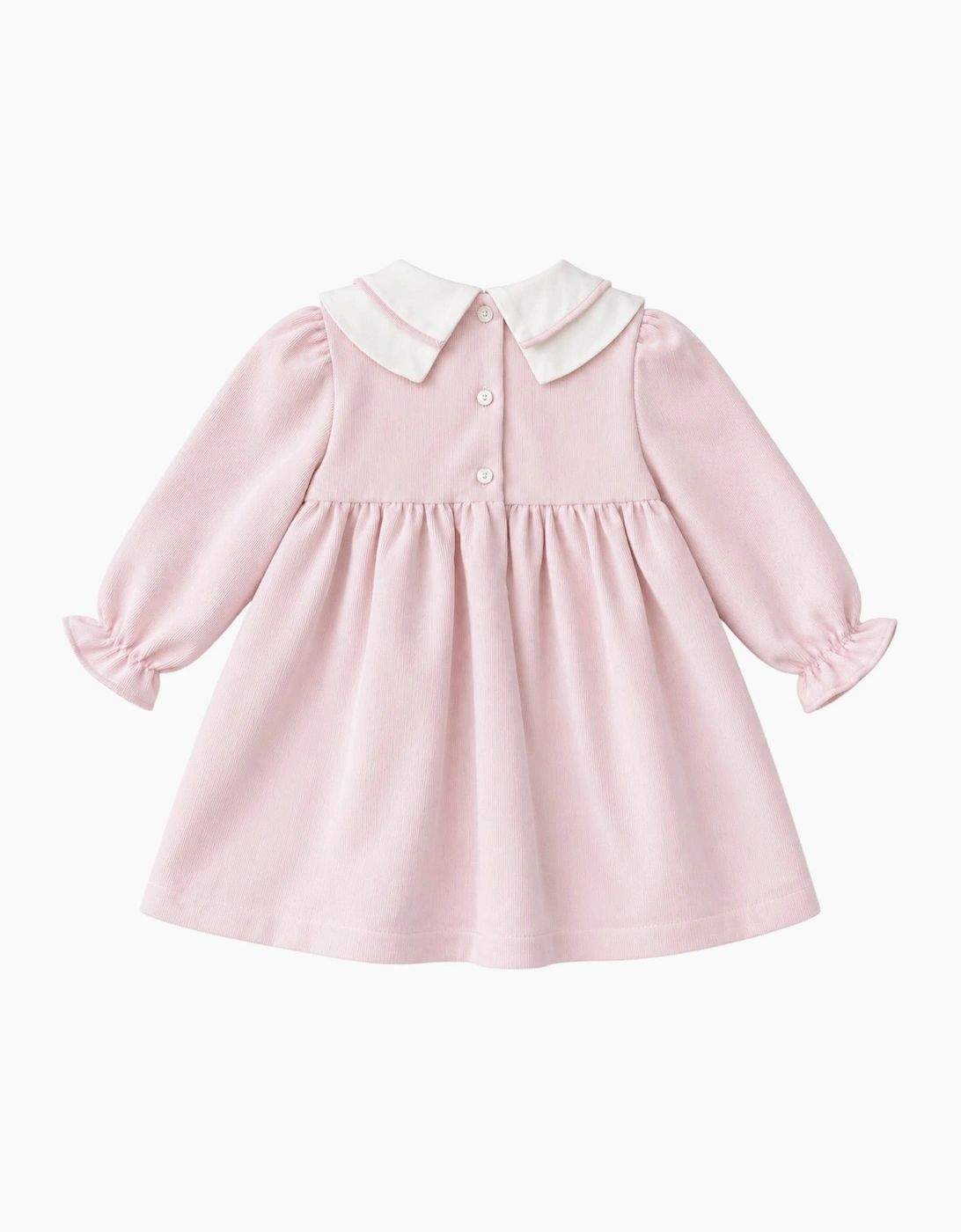 Girls Pale Pink Corduroy Collared Dress