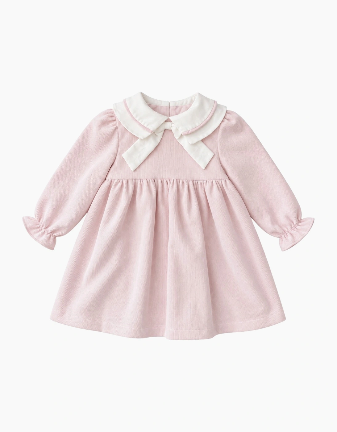 Girls Pale Pink Corduroy Collared Dress
