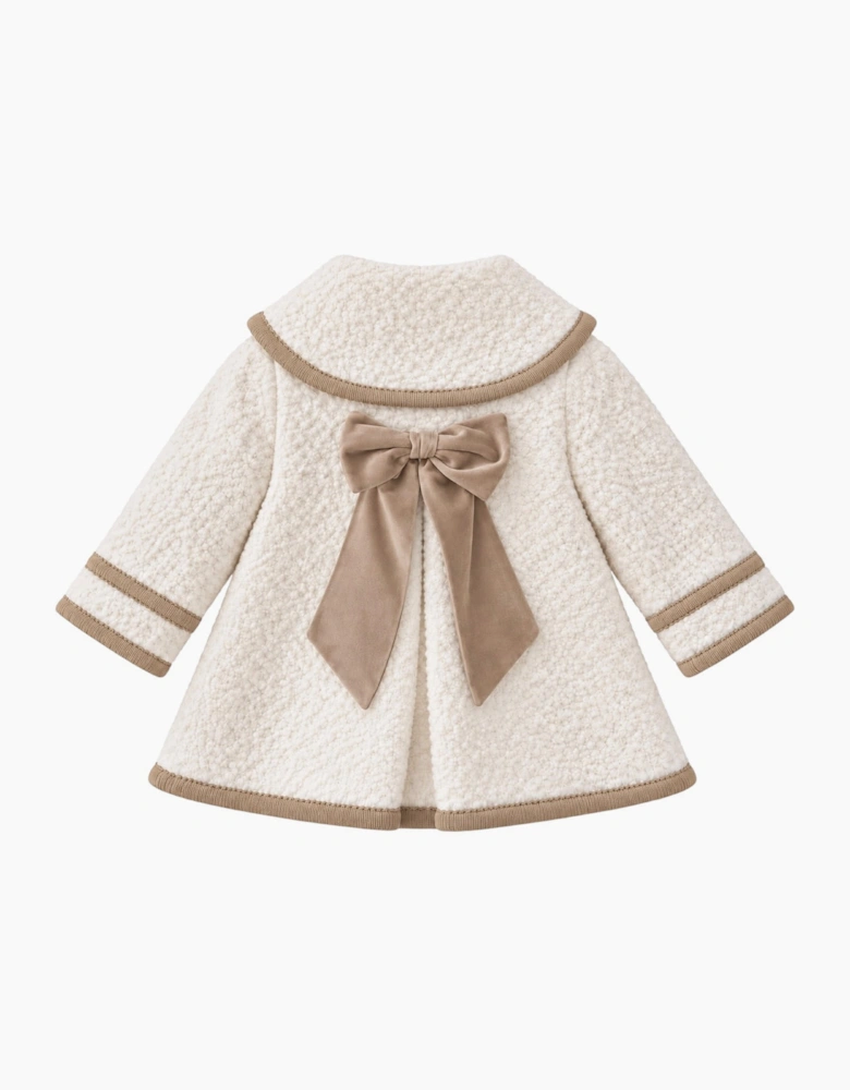 Girls Ivory and Beige Boucle Coat