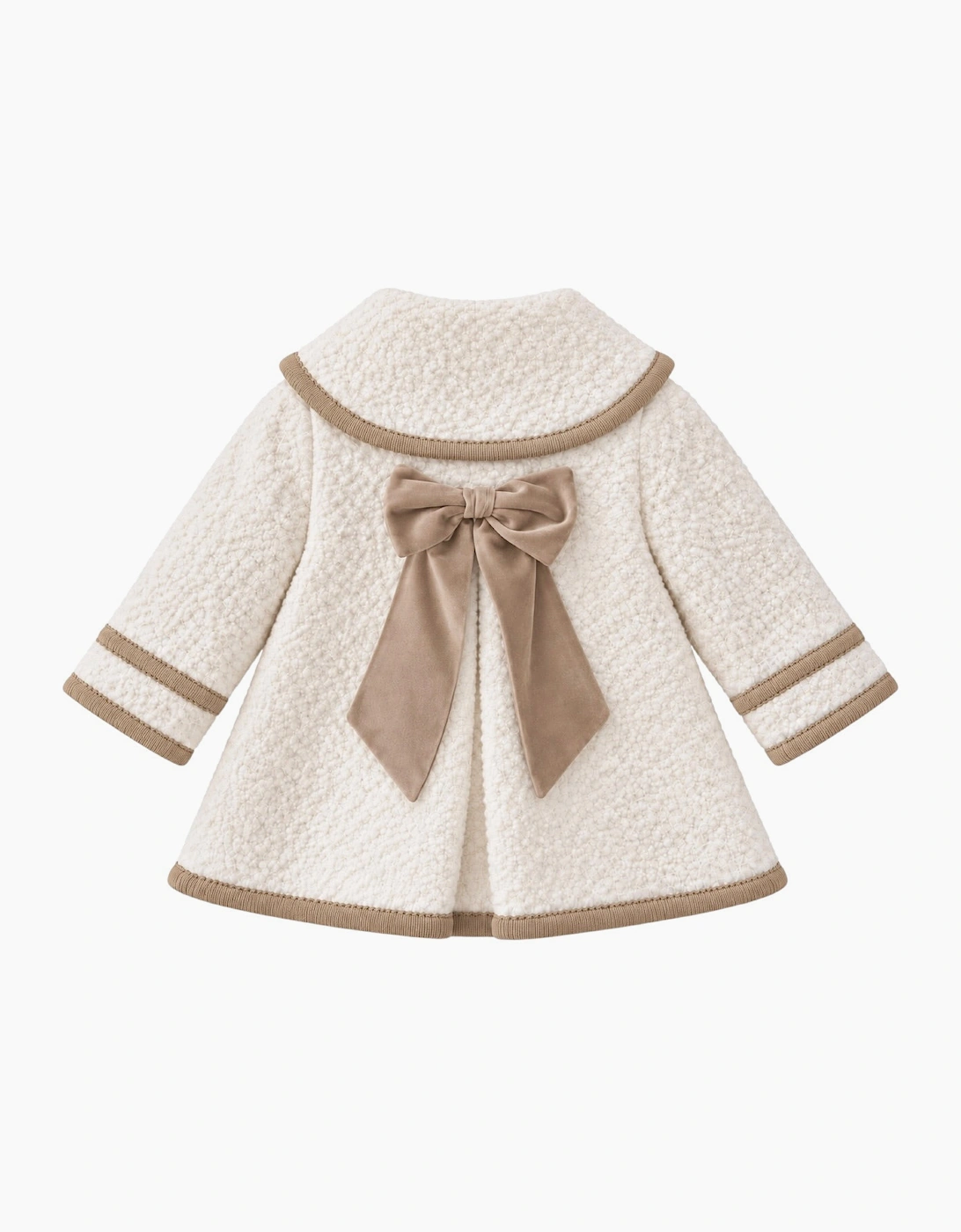 Girls Ivory and Beige Boucle Coat