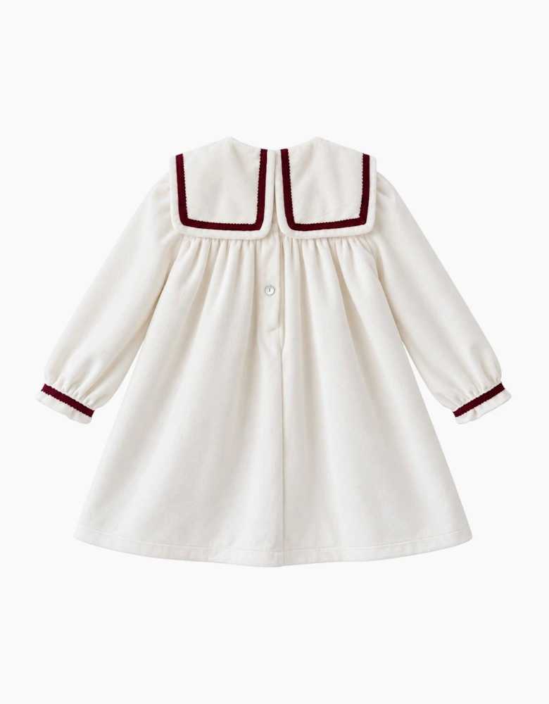 Girls Ivory and Red Velour Dress