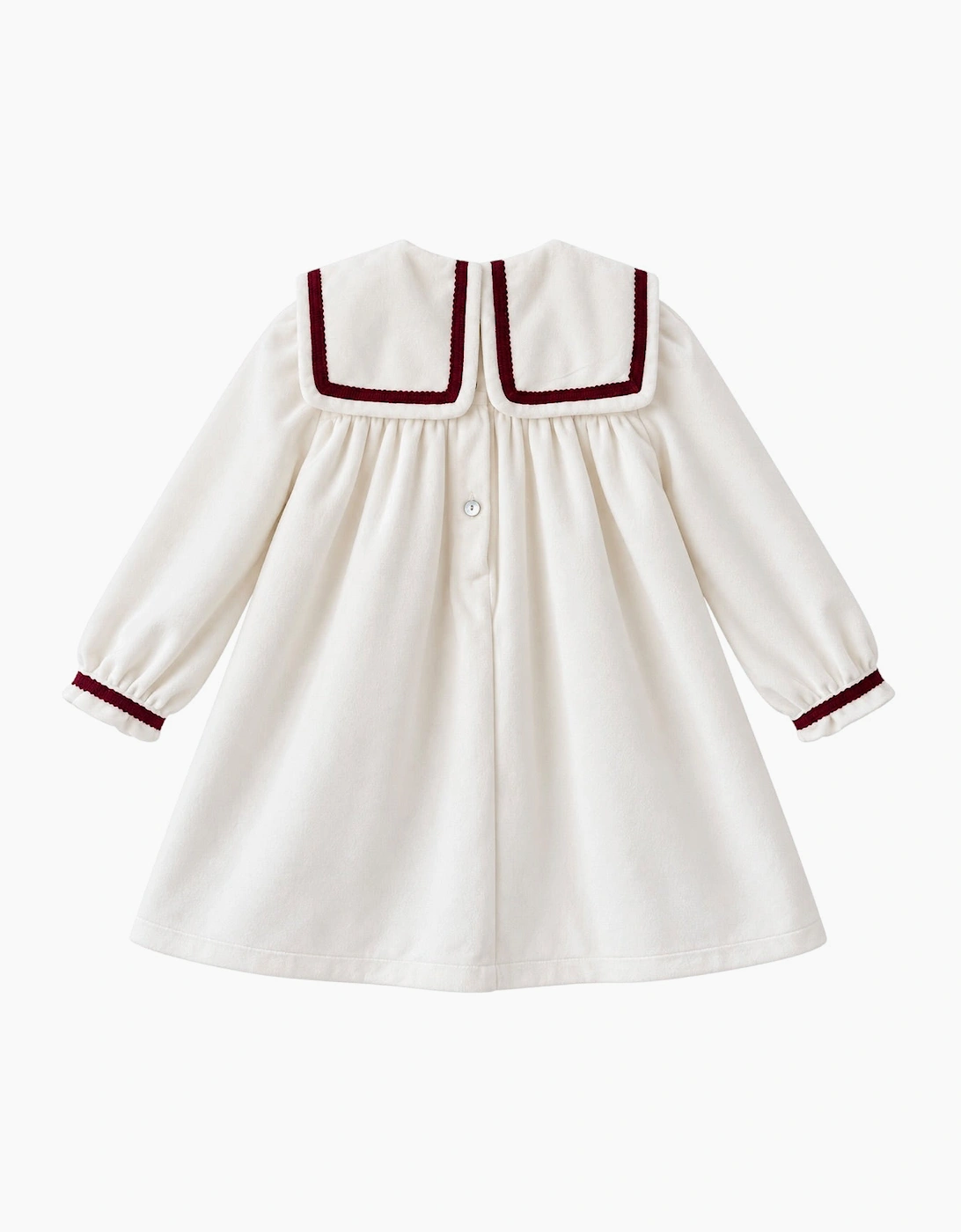 Girls Ivory and Red Velour Dress