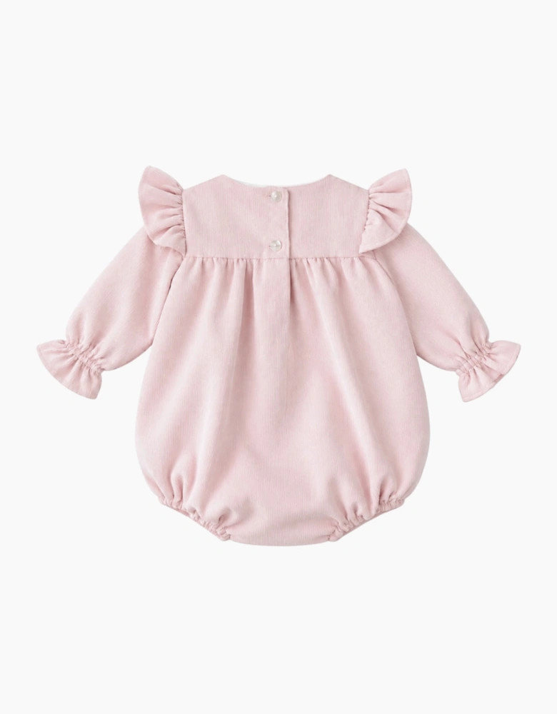 Girls Pale Pink Corduroy Romper