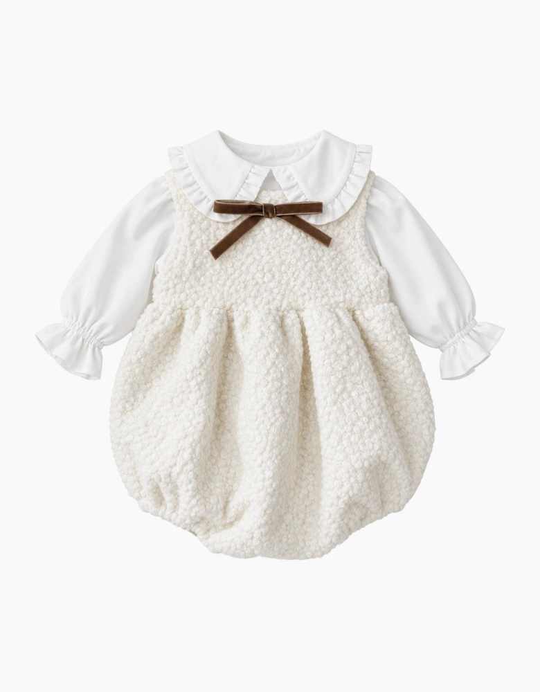Girls Ivory Boucle 2 Piece Romper Set
