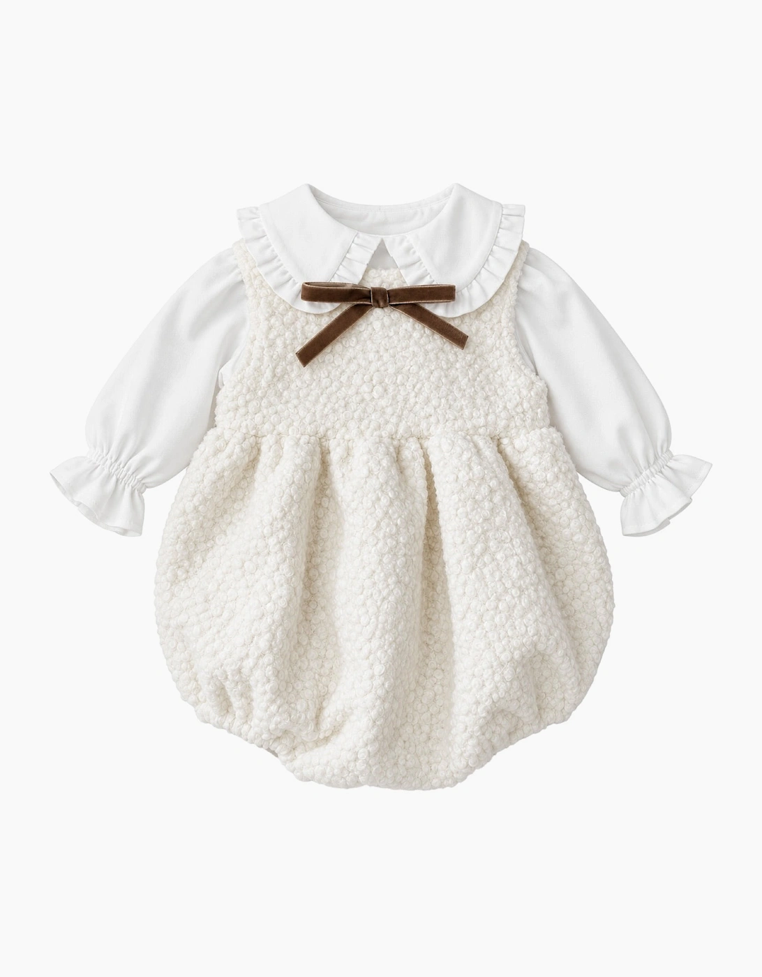 Girls Ivory Boucle 2 Piece Romper Set