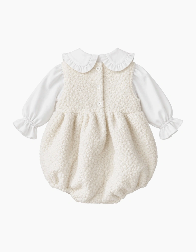 Girls Ivory Boucle 2 Piece Romper Set