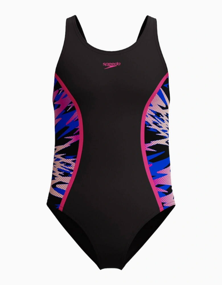 Speedo Girls Hyperboom Splice Abstract Muscleback One Piece Swimsuit