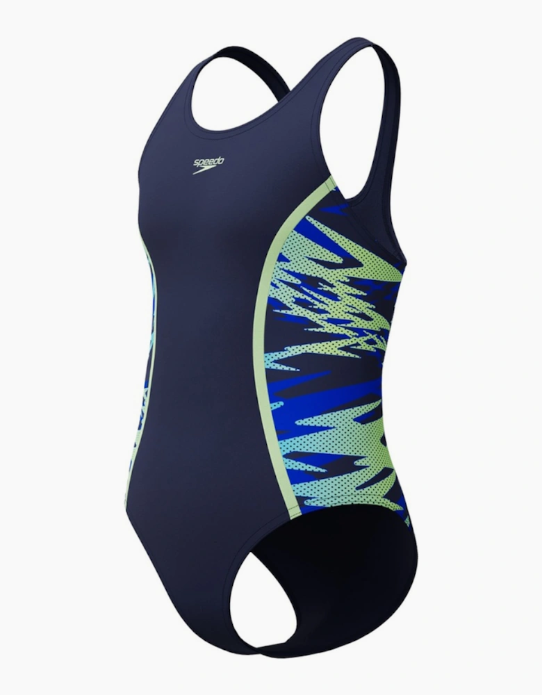 Speedo Girls Hyperboom Splice Abstract Muscleback One Piece Swimsuit