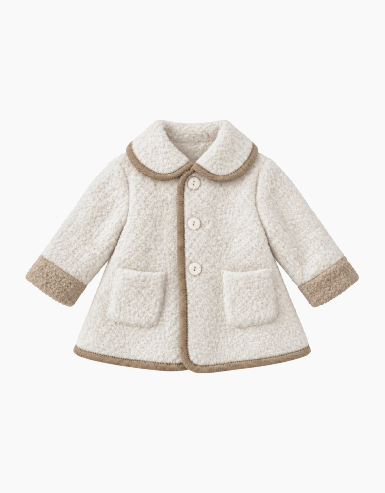Ivory and Beige Boucle Coat