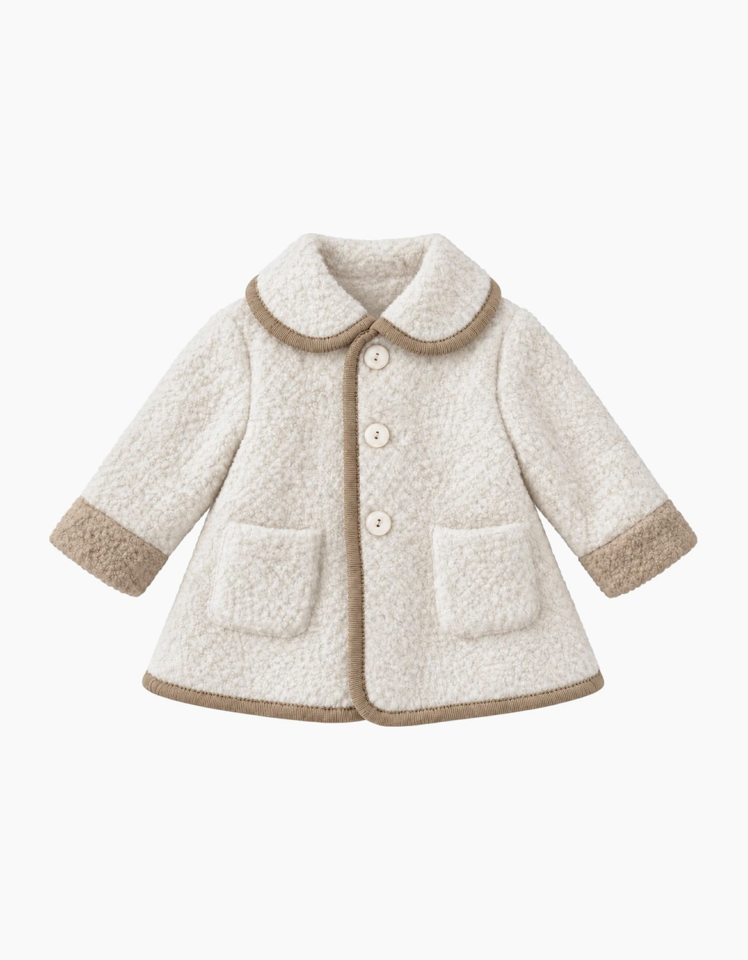 Ivory and Beige Boucle Coat