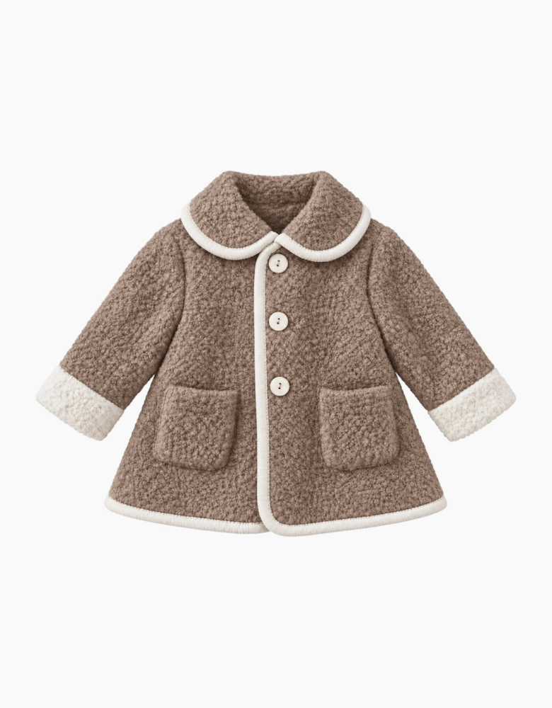 Taupe and Ivory Boucle Coat