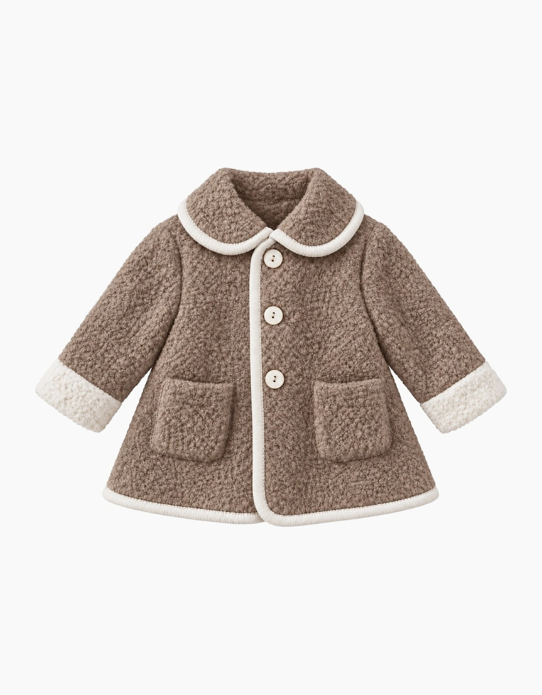Taupe and Ivory Boucle Coat
