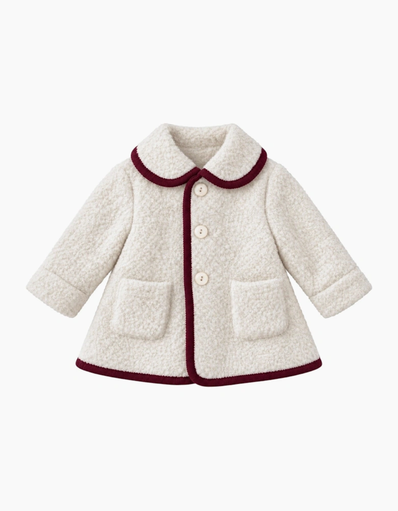 Ivory and Red Boucle Coat