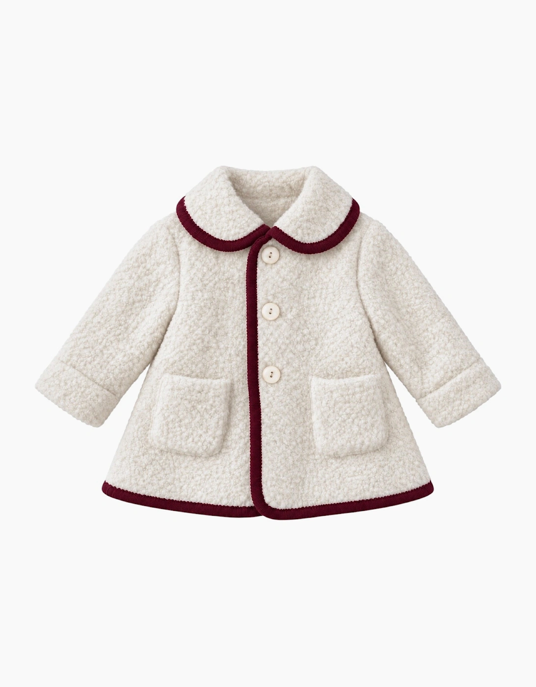 Ivory and Red Boucle Coat