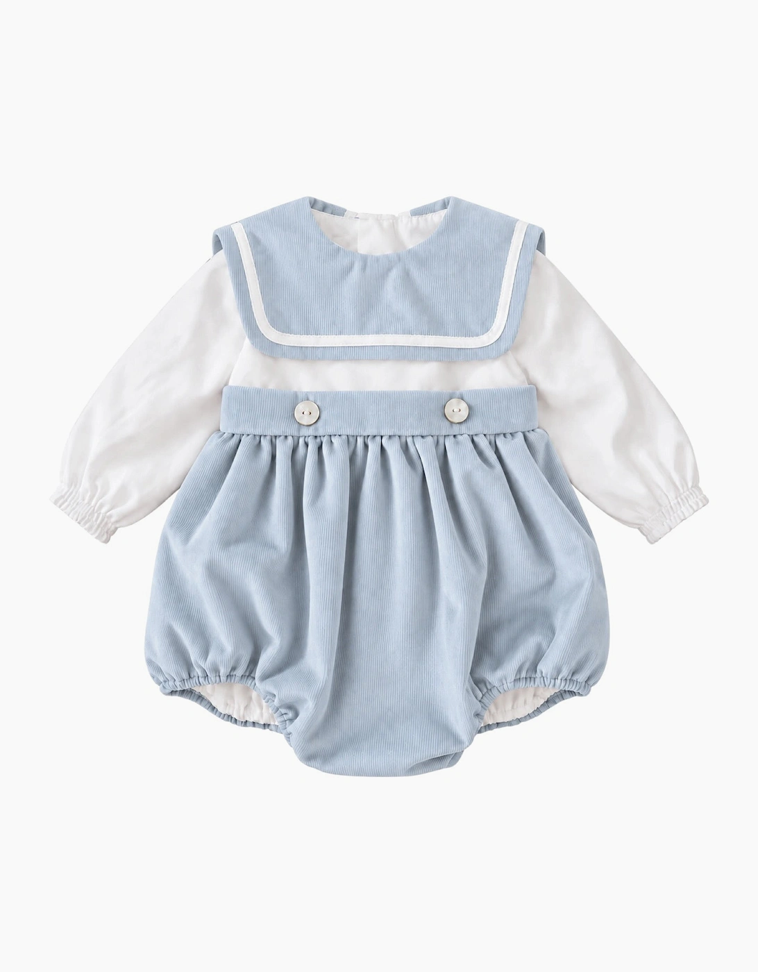 Boys Pale Blue Corduroy Collared Romper