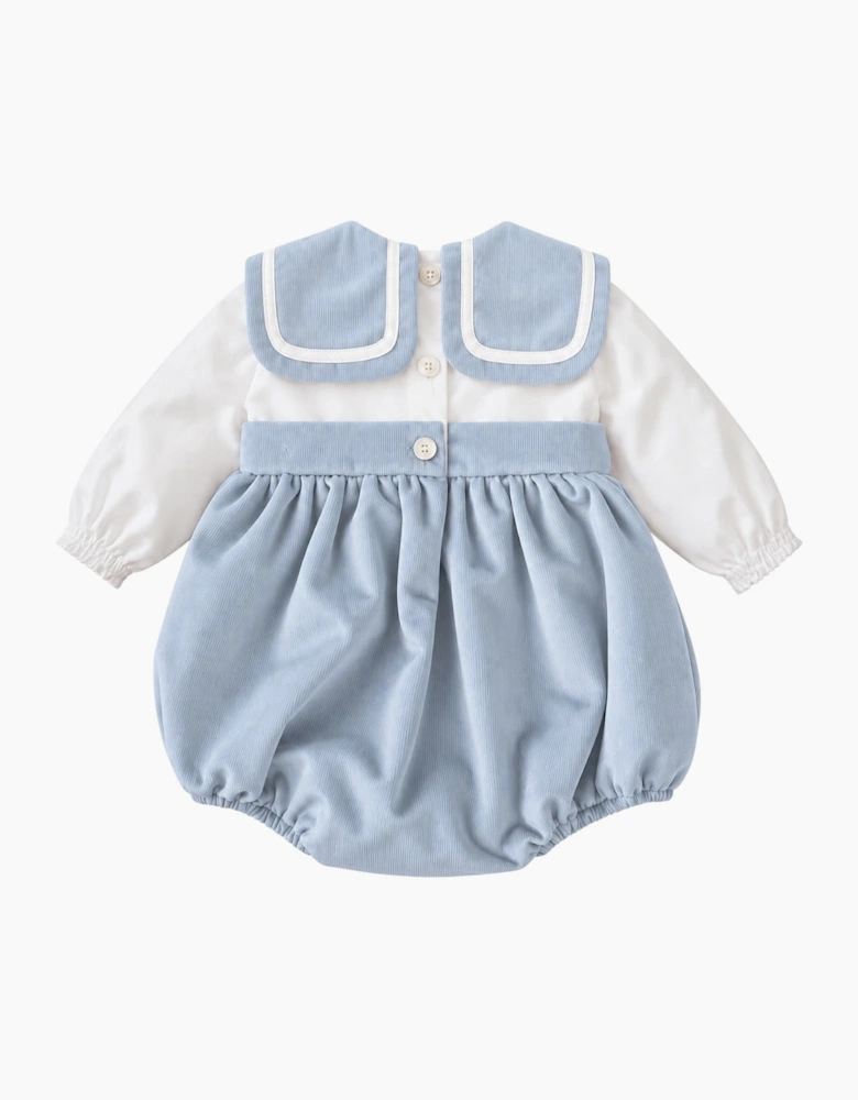 Boys Pale Blue Corduroy Collared Romper