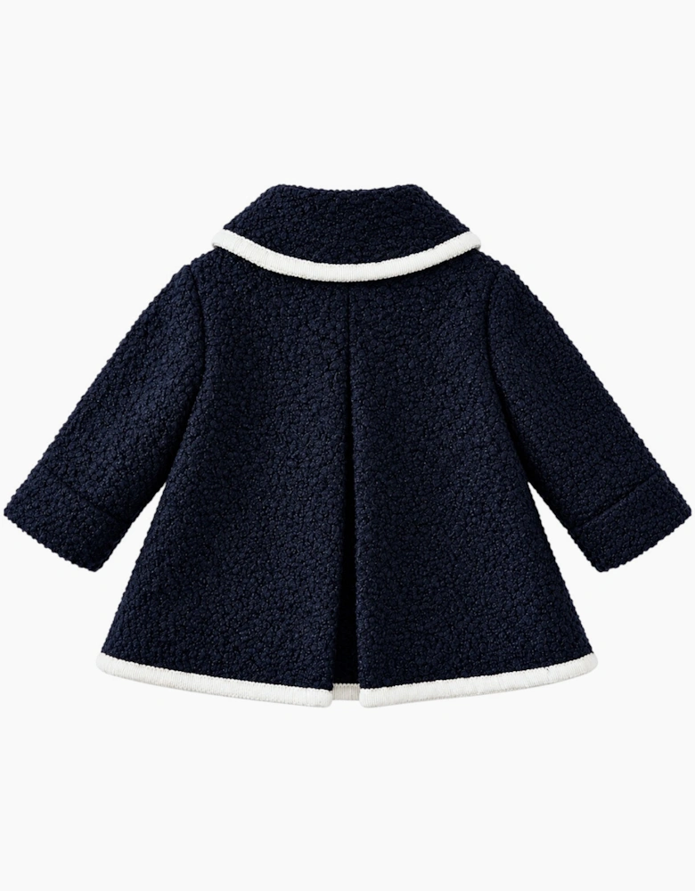 Navy and White Boucle Coat