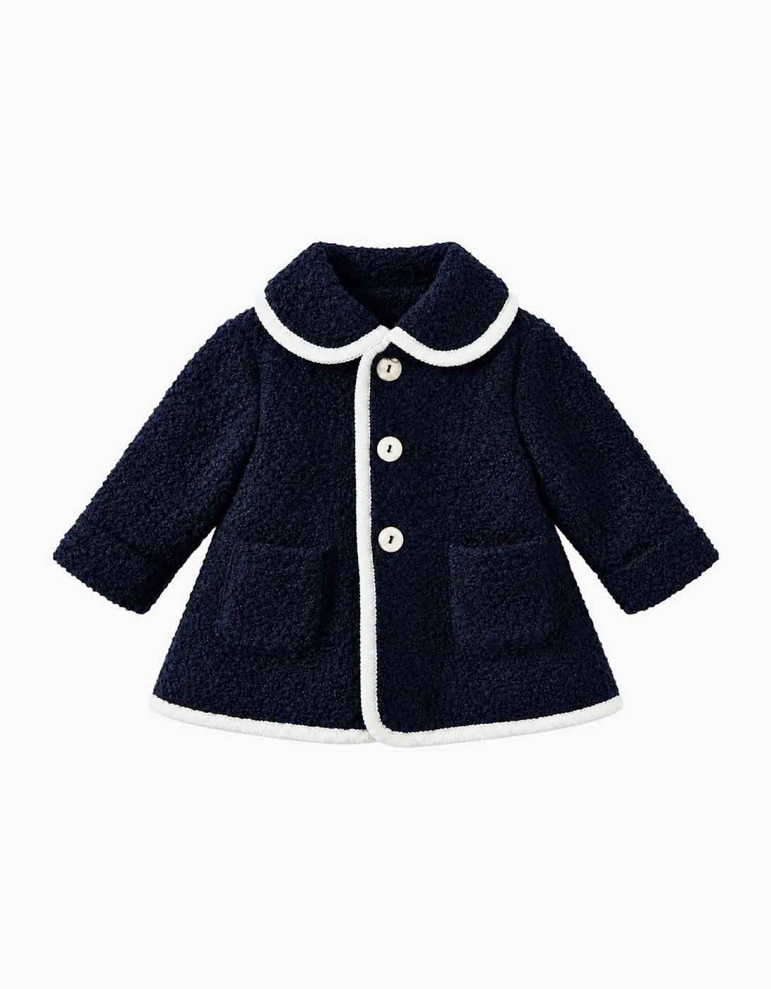 Navy and White Boucle Coat
