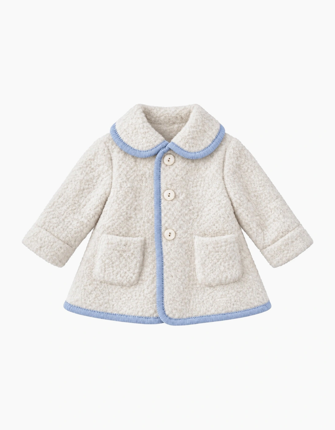 Ivory and Pale Blue Boucle Coat
