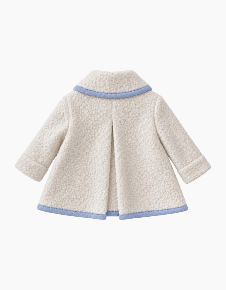 Ivory and Pale Blue Boucle Coat
